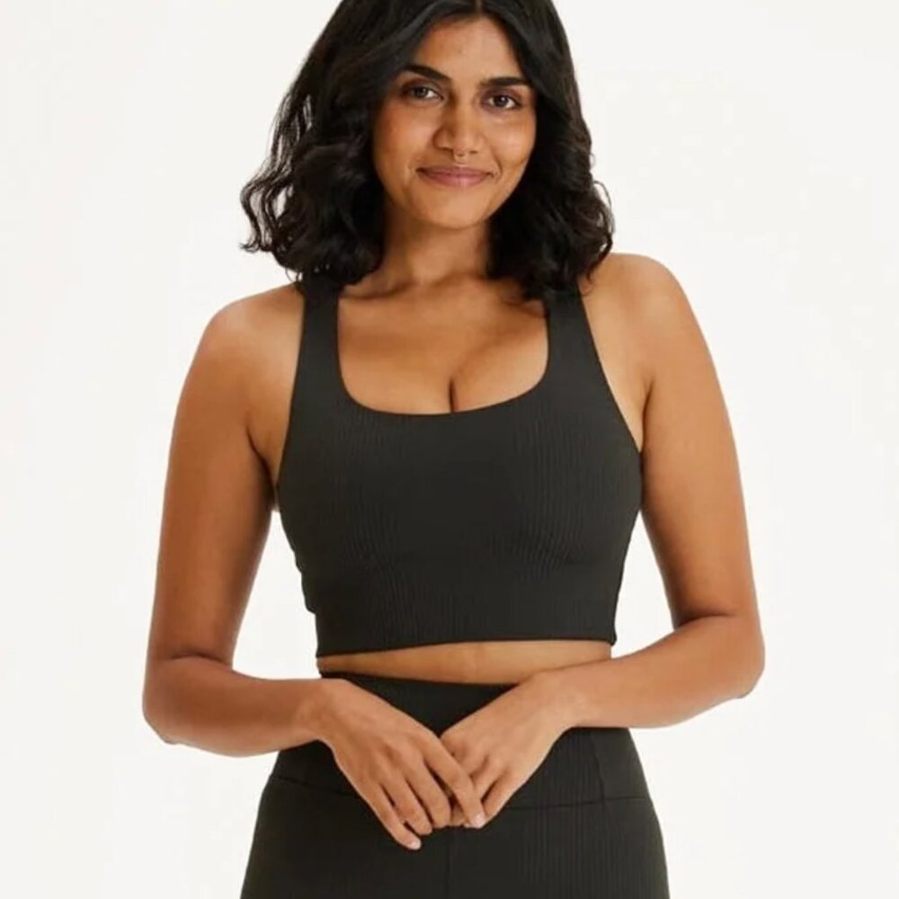 Girlfriend Collective Black Ribbed Sports Bra